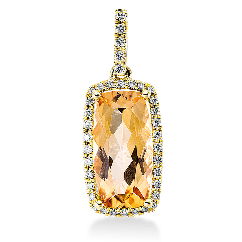 Anhänger mit Citrin  aus 750/-18 Karat Gelbgold mit 37 Diamanten 0