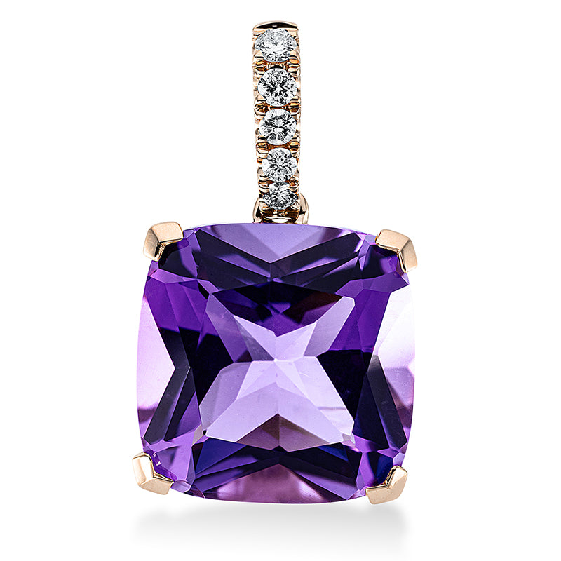 Anhänger mit Amethyst  aus 750/-18 Karat Rotgold mit 5 Diamanten 0
