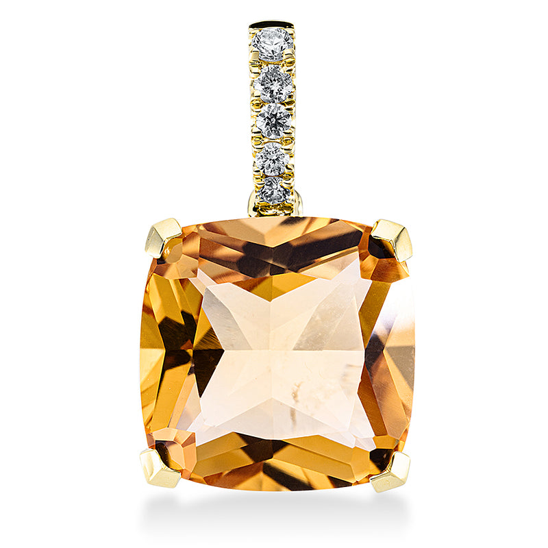 Anhänger mit Citrin  aus 750/-18 Karat Gelbgold mit 5 Diamanten 0