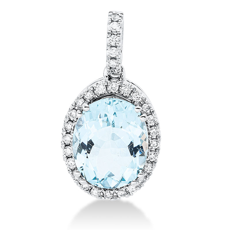 Anhänger mit Aquamarin  aus 750/-18 Karat Weißgold mit 30 Diamanten 0