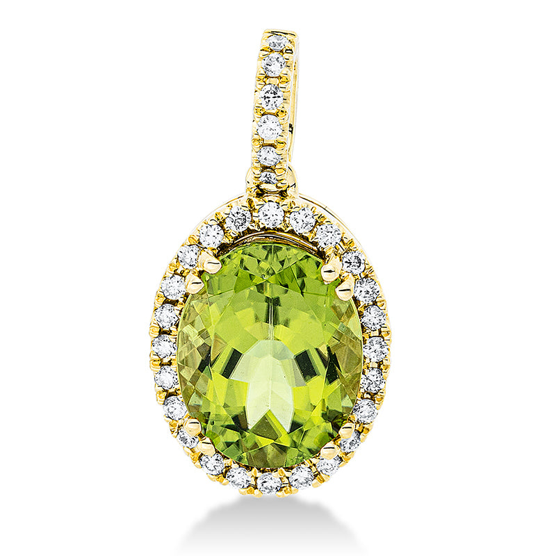 Anhänger mit Peridot  aus 750/-18 Karat Gelbgold mit 30 Diamanten 0