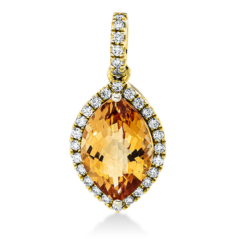 Anhänger mit Citrin  aus 750/-18 Karat Gelbgold mit 30 Diamanten 0