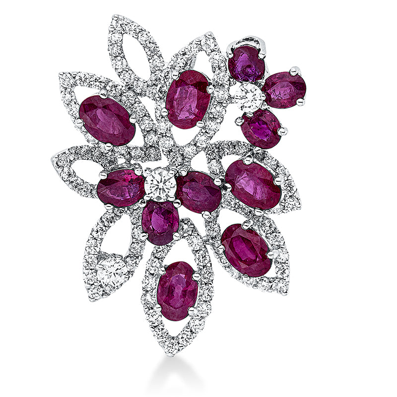 Anhänger mit Rubin  aus 750/-18 Karat Weißgold mit 119 Diamanten 1
