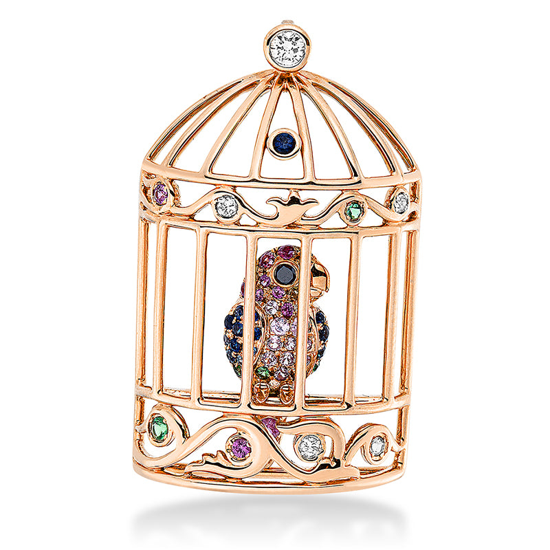 Anhänger mit Farbstein  aus 750/-18 Karat Rotgold mit 5 Diamanten 0