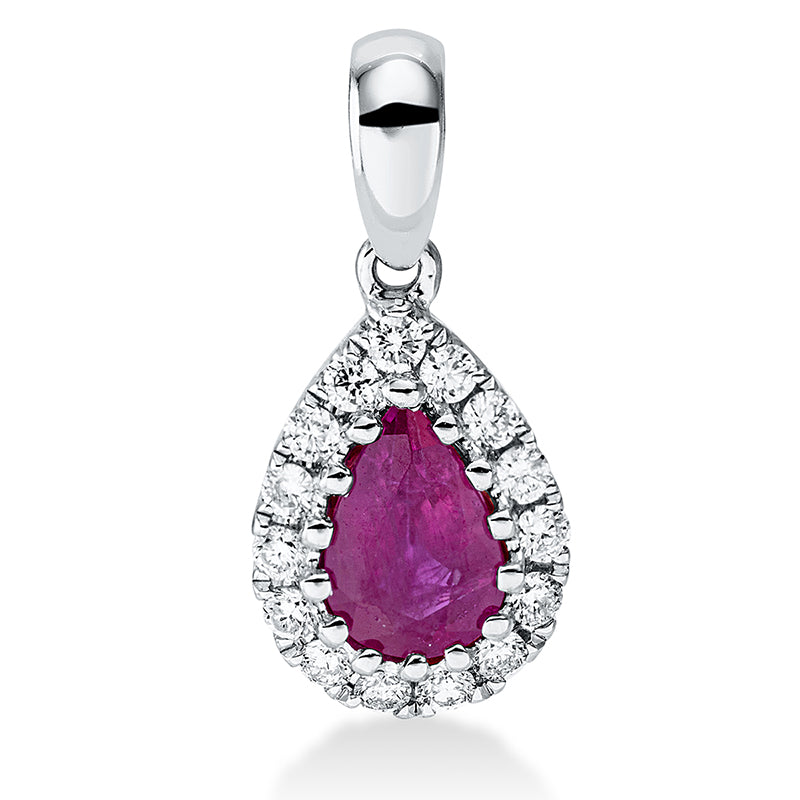Anhänger mit Rubin  aus 750/-18 Karat Weißgold mit 15 Diamanten 0