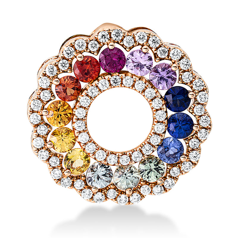 Anhänger mit Saphir  aus 750/-18 Karat Rotgold mit 62 Diamanten 0