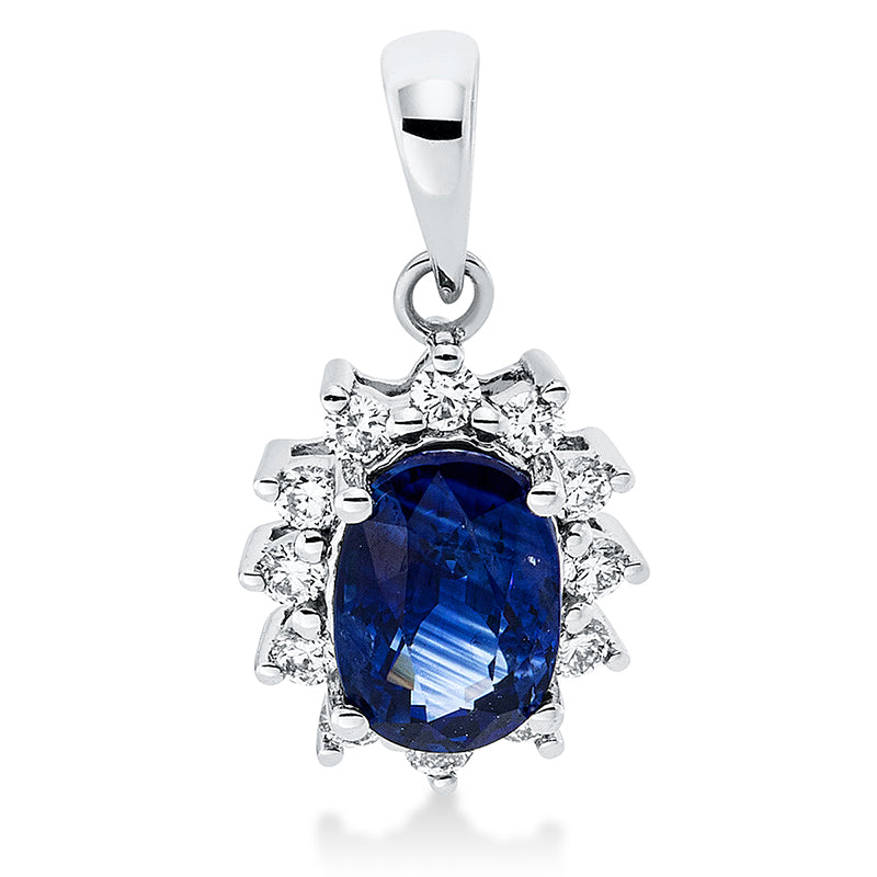 Anhänger mit Saphir  aus 750/-18 Karat Weißgold mit 12 Diamanten 0
