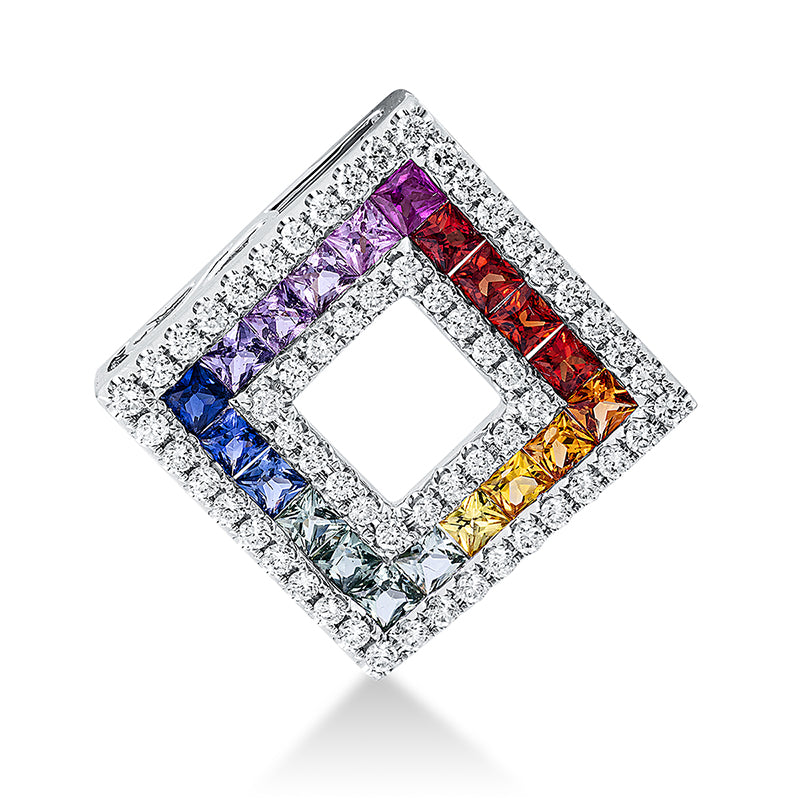 Anhänger - Regenbogen-Schmuck aus Gold mit Diamanten mit Saphir - 3G416