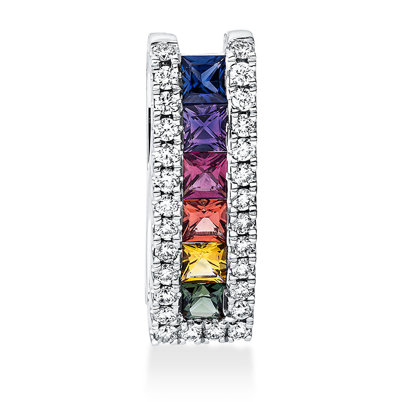 Anhänger mit Saphir  aus 750/-18 Karat Weißgold mit 28 Diamanten 0