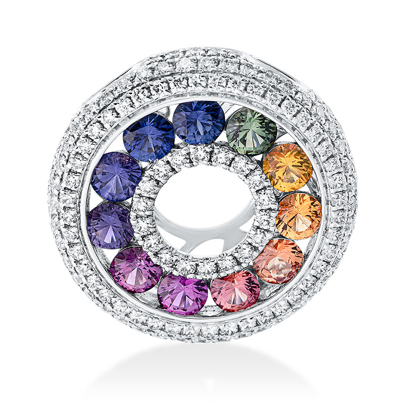 Anhänger mit Saphir  aus 750/-18 Karat Weißgold mit 144 Diamanten 0