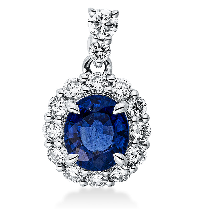 Anhänger mit Saphir  aus 750/-18 Karat Weißgold mit 14 Diamanten 0