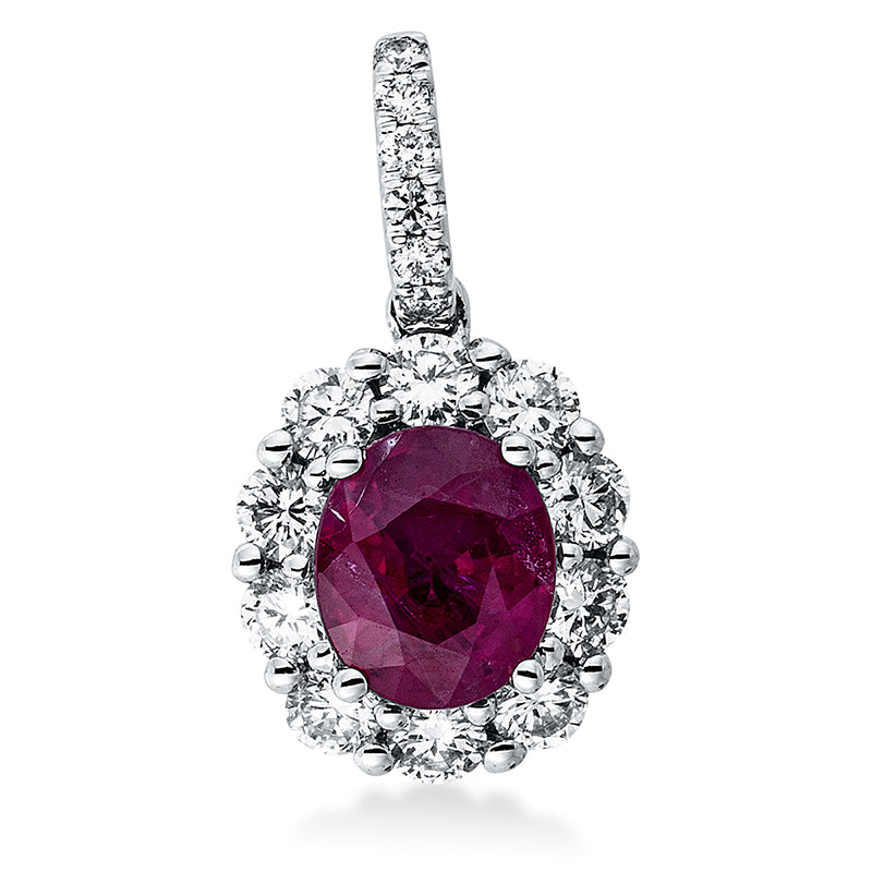 Anhänger mit Rubin  aus 750/-18 Karat Weißgold mit 16 Diamanten 0