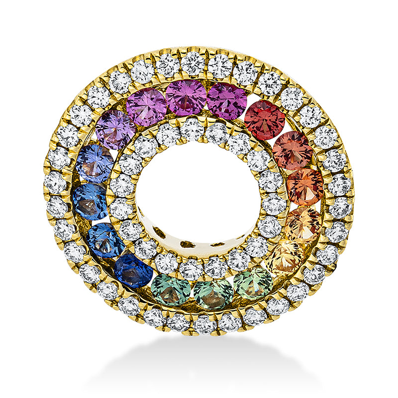 Anhänger mit Saphir  aus 750/-18 Karat Gelbgold mit 53 Diamanten 0