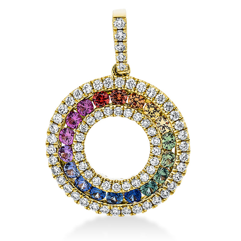 Anhänger mit Saphir  aus 750/-18 Karat Gelbgold mit 67 Diamanten 0