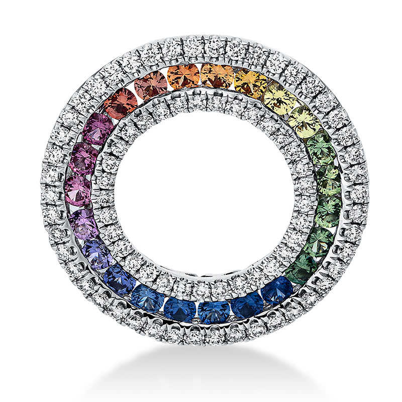 Anhänger mit Saphir  aus 750/-18 Karat Weißgold mit 79 Diamanten 0