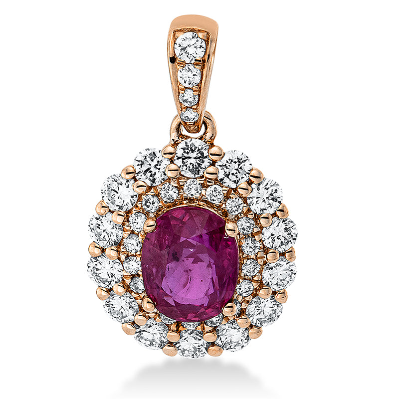 Anhänger mit Rubin  aus 750/-18 Karat Rotgold mit 36 Diamanten 0