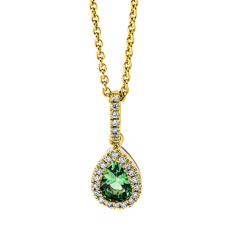 Anhänger mit Tsavorith  aus 750/-18 Karat Gelbgold mit 24 Diamanten 0
