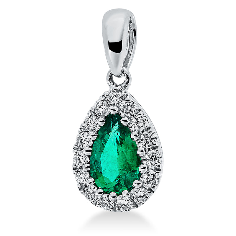 Anhänger mit Smaragd  aus 750/-18 Karat Weißgold mit 15 Diamanten 0