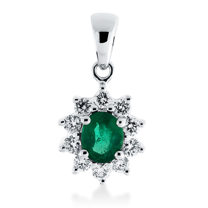 Anhänger mit Smaragd  aus 750/-18 Karat Weißgold mit 10 Diamanten 0