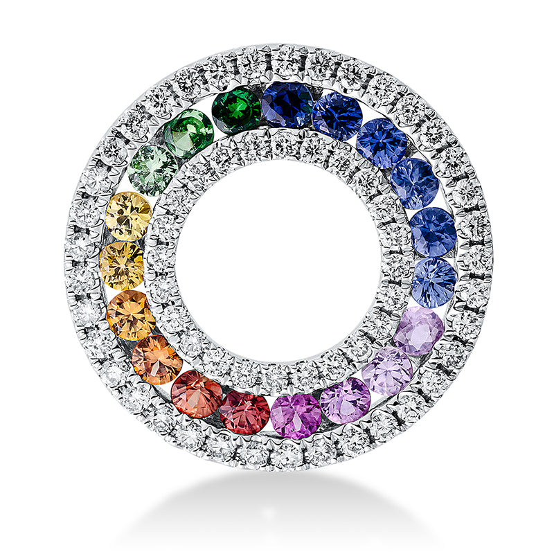 Anhänger mit Saphir  aus 750/-18 Karat Weißgold mit 61 Diamanten 0