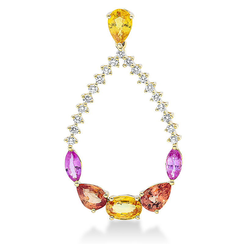 Anhänger mit Saphir  aus 750/-18 Karat Gelbgold mit 19 Diamanten 0