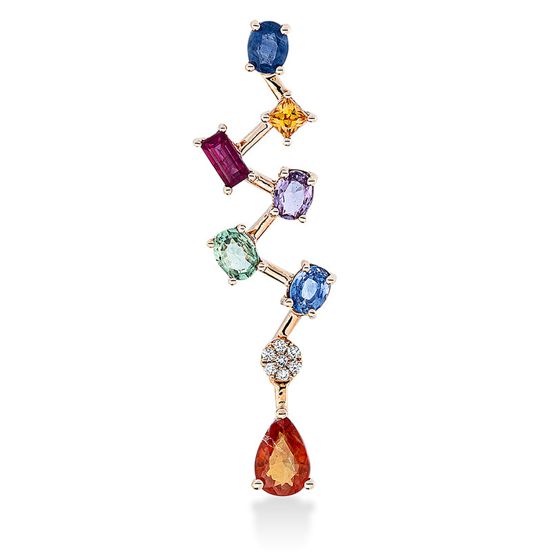 Anhänger mit Saphir  aus 750/-18 Karat Rotgold mit 7 Diamanten 0