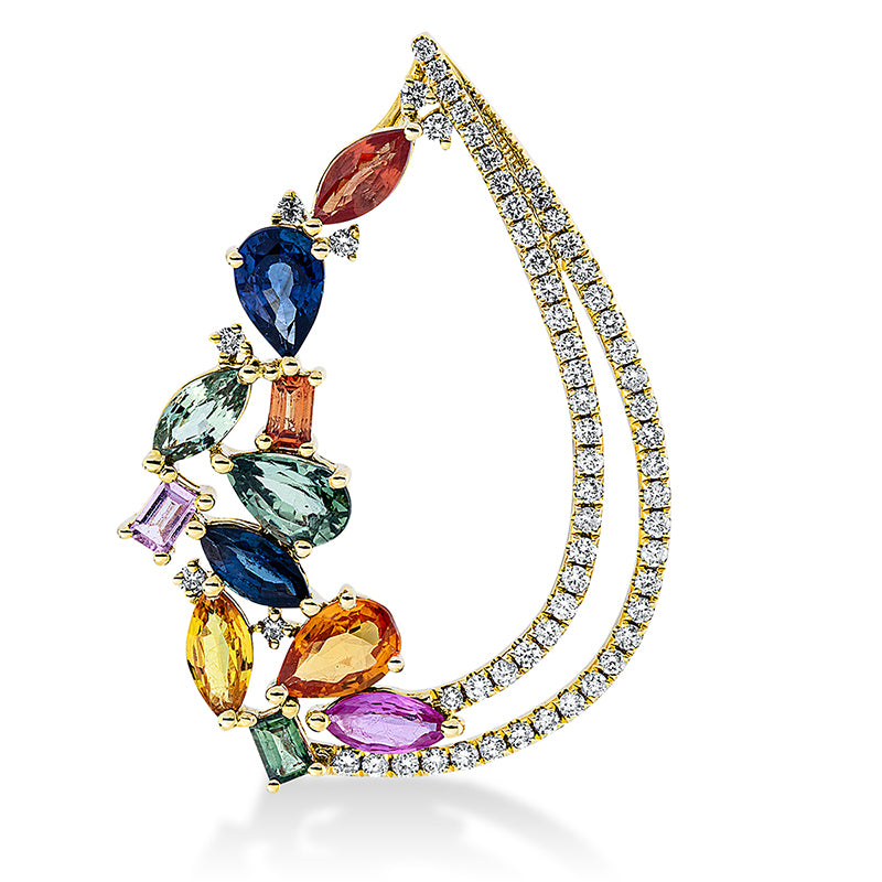 Anhänger mit Saphir  aus 750/-18 Karat Gelbgold mit 63 Diamanten 0
