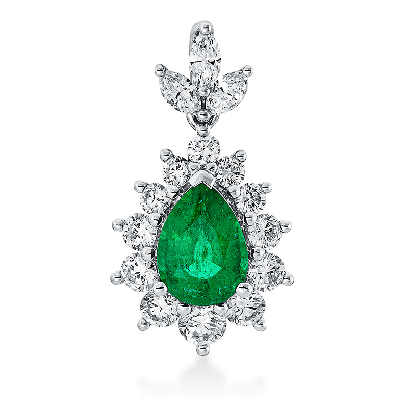 Anhänger mit Smaragd  aus 750/-18 Karat Weißgold mit 15 Diamanten 0