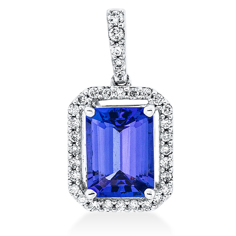 Anhänger mit Tansanit  aus 750/-18 Karat Weißgold mit 33 Diamanten 0