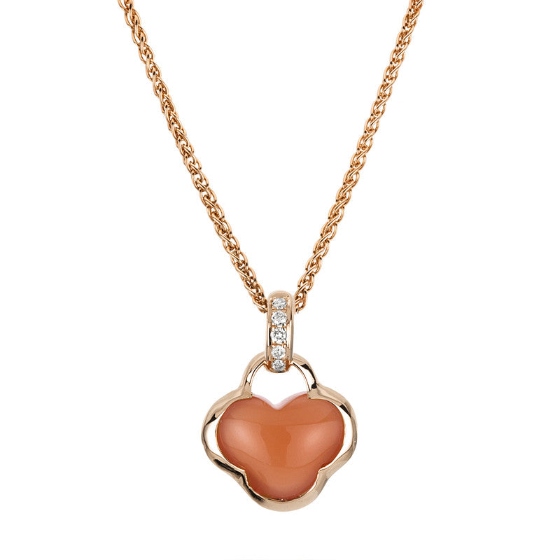 Collier mit Mondstein  aus 750/-18 Karat Rotgold mit 5 Diamanten 0