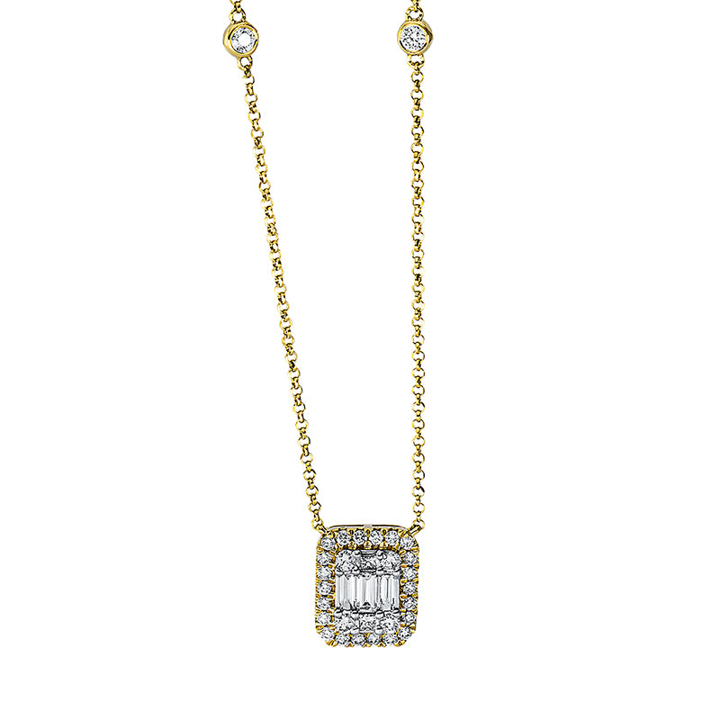 Collier - Halo Sparkle aus Gold mit Diamanten, mit ZÖ 38 cm + 41 cm - 4C180