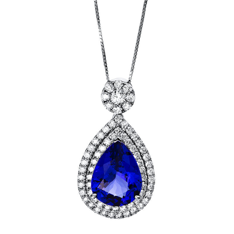 Collier mit Tansanit  aus 750/-18 Karat Weißgold mit 68 Diamanten 1