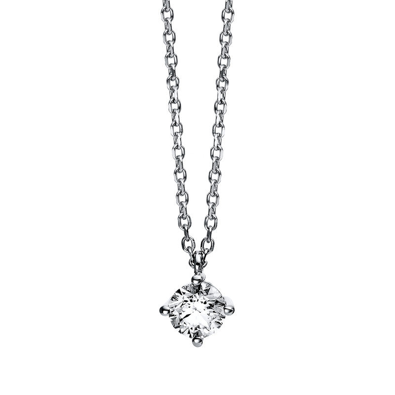 Collier    aus 585/-14 Karat Weißgold mit 1 Diamant 0