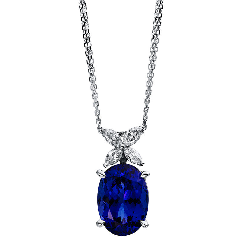 Collier mit Tansanit  aus 750/-18 Karat Weißgold mit 8 Diamanten 0