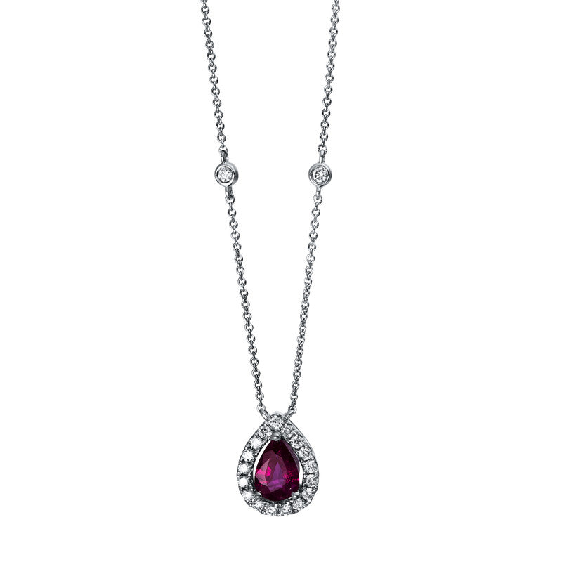 Collier mit Rubin  aus 750/-18 Karat Weißgold mit 23 Diamanten 0