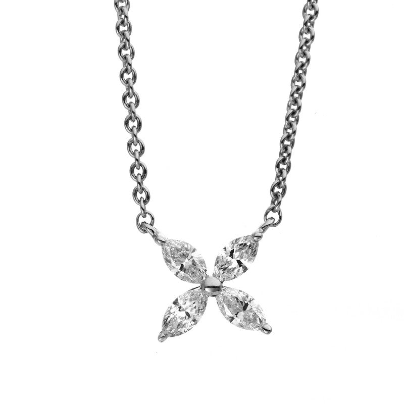 Collier    aus 750/-18 Karat Weißgold mit 4 Diamanten 0