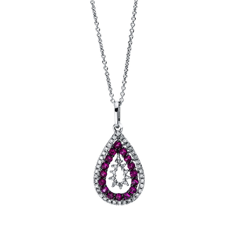 Collier mit Rubin  aus 750/-18 Karat Weißgold mit 48 Diamanten 0