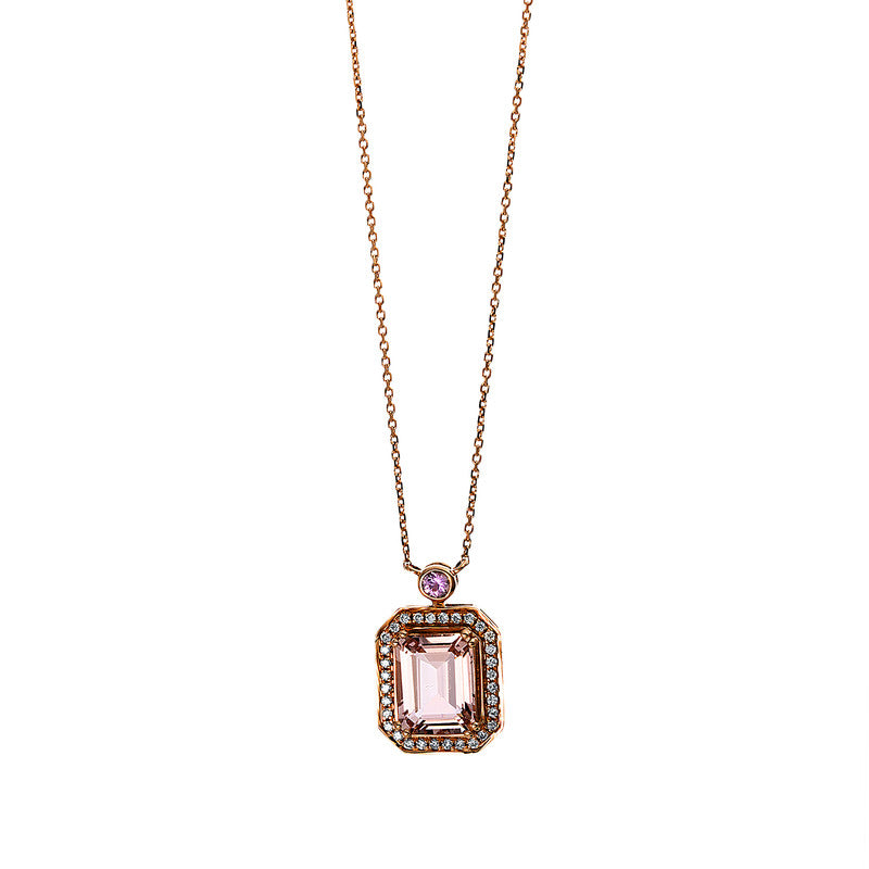 Collier mit Saphir  aus 750/-18 Karat Rotgold mit 32 Diamanten 0