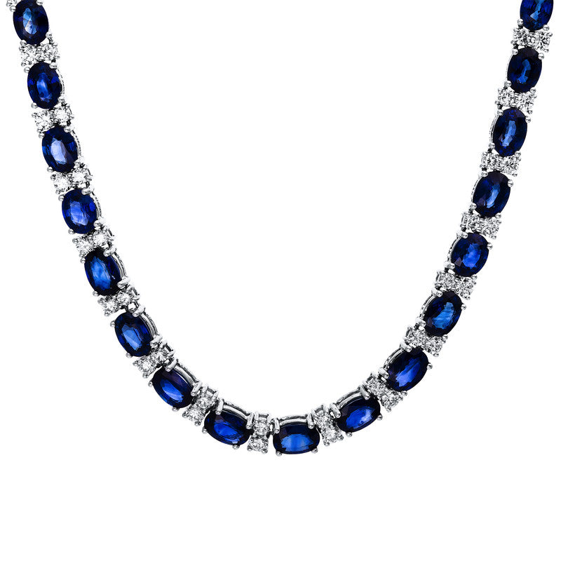 Collier mit Saphir  aus 750/-18 Karat Weißgold mit 88 Diamanten 7