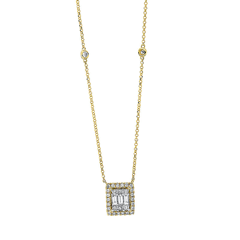 Collier - Halo Sparkle aus Gold mit Diamanten, mit ZÖ 38 cm + 40,6 cm - 4E323