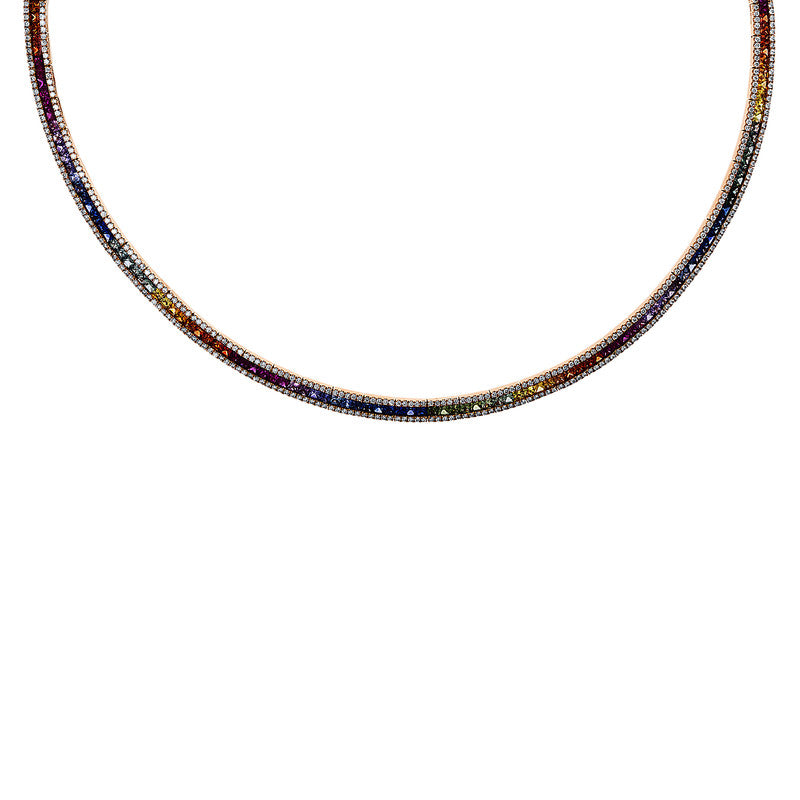 Collier mit Saphir  aus 750/-18 Karat Rotgold mit 720 Diamanten 2