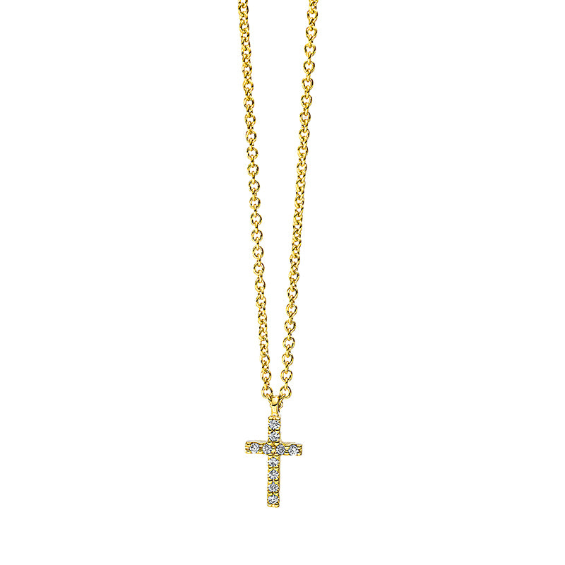 Collier - Kreuz aus Gold mit Diamanten, Kreuz-Symbol - 4E600