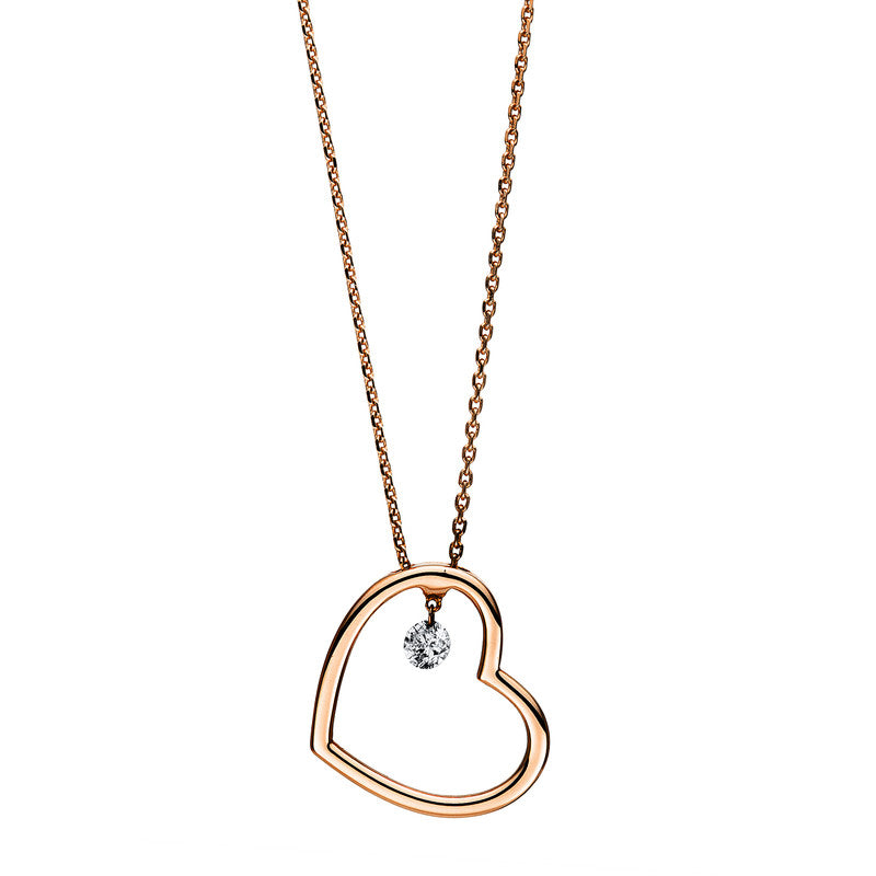 Collier    aus 585/-14 Karat Rotgold mit 1 Diamant 0