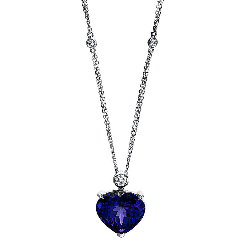 Collier mit Tansanit  aus 750/-18 Karat Weißgold mit 5 Diamanten 0