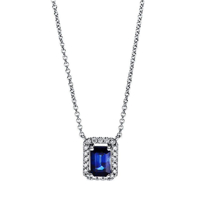 Collier mit Saphir  aus 750/-18 Karat Weißgold mit 20 Diamanten 0