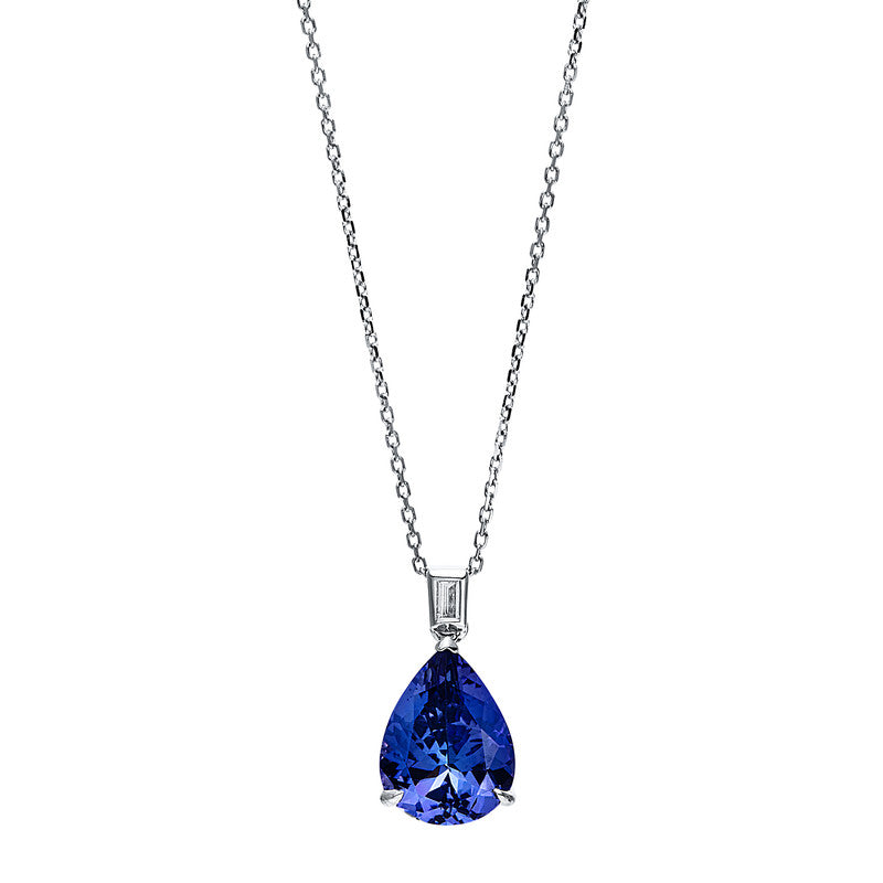 Collier mit Tansanit  aus 585/-14 Karat Weißgold mit 1 Diamant 0
