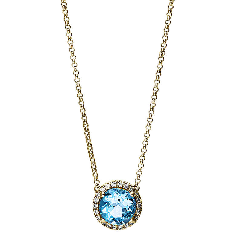 Collier mit Topas  aus 750/-18 Karat Gelbgold mit 22 Diamanten 0