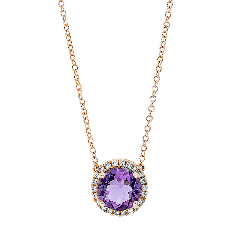 Collier mit Amethyst  aus 750/-18 Karat Rotgold mit 22 Diamanten 0