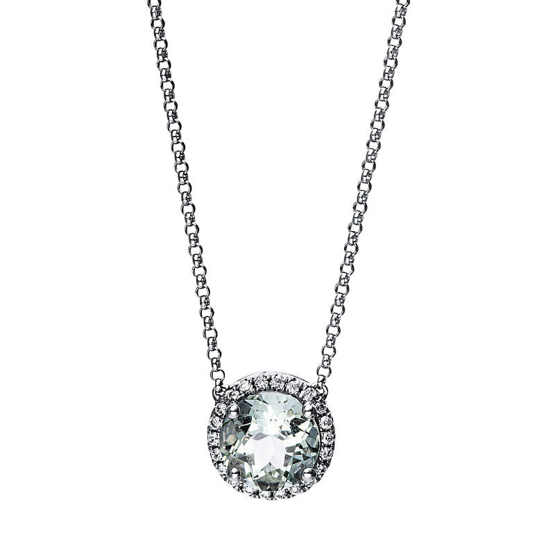 Collier mit Amethyst  aus 750/-18 Karat Weißgold mit 22 Diamanten 0