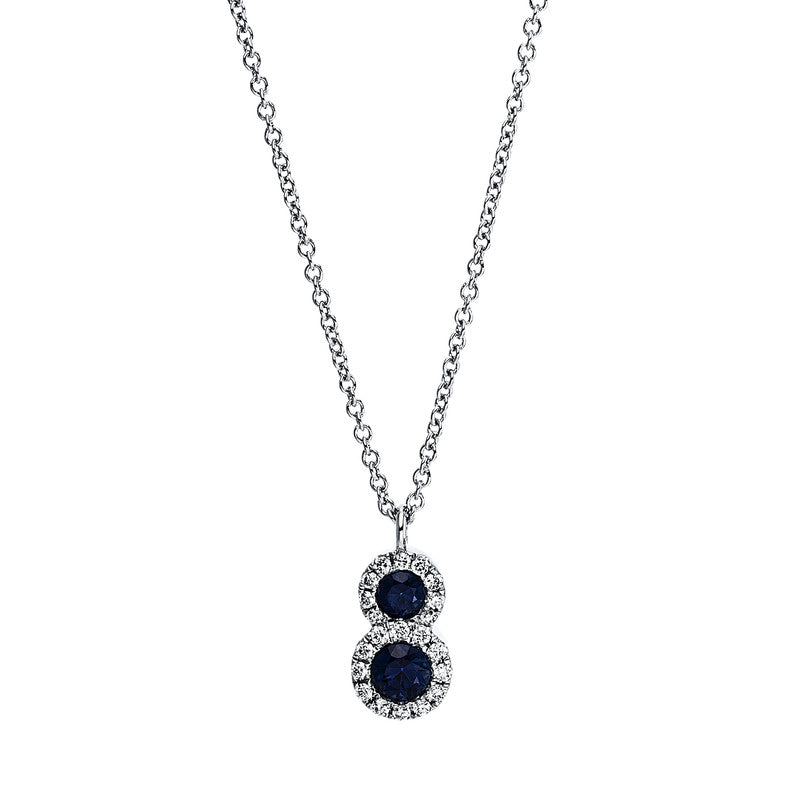 Collier mit Saphir  aus 750/-18 Karat Weißgold mit 21 Diamanten 0